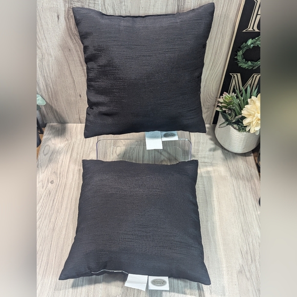 Beachy Capiz Shell Decor Pillows (2) Small Black Silky Vintage SEARS - Picture 6 of 8